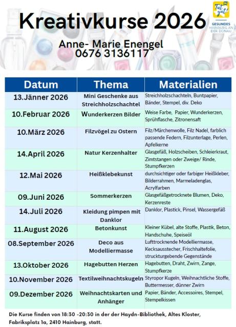 Kreativkurse Gesunde Gemeinde 2026