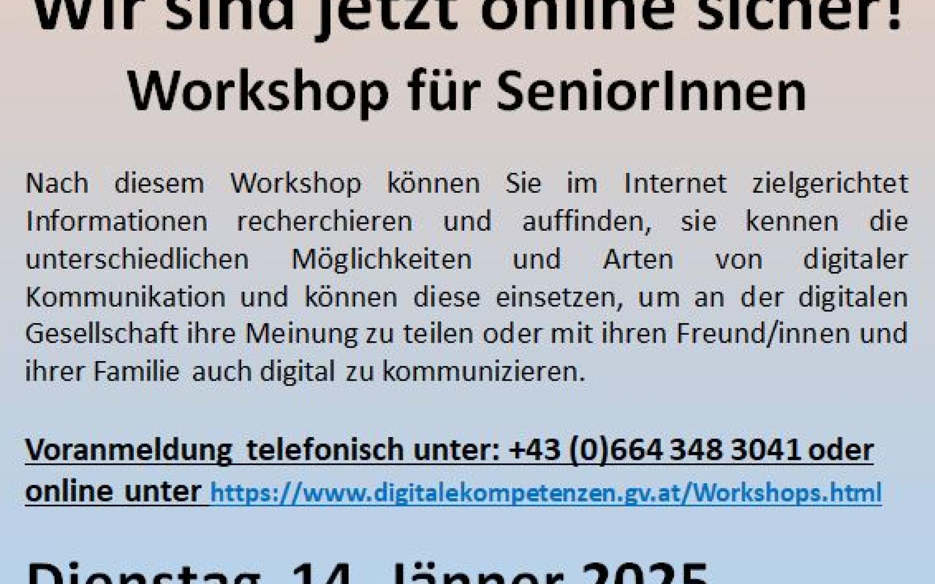 Digital Workshop Senioren 14.01.2025