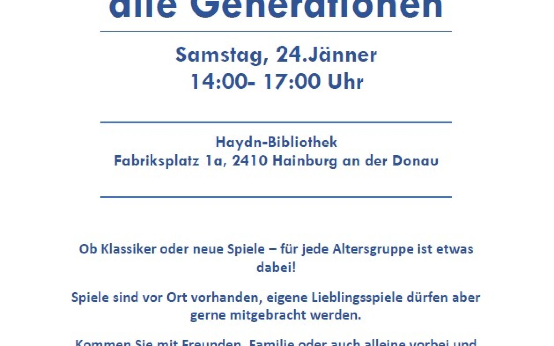 Spielenachmittag für alle Generationen