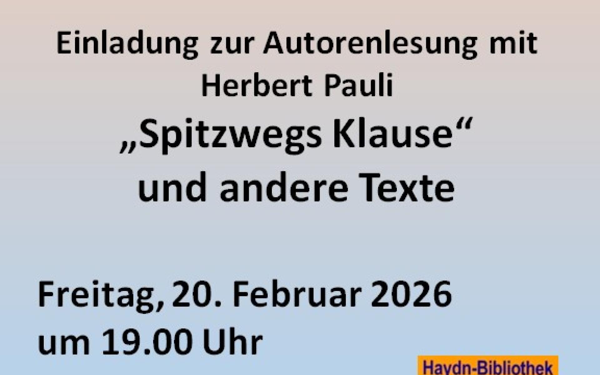 Lesung Herbert Pauli 20.02.2026