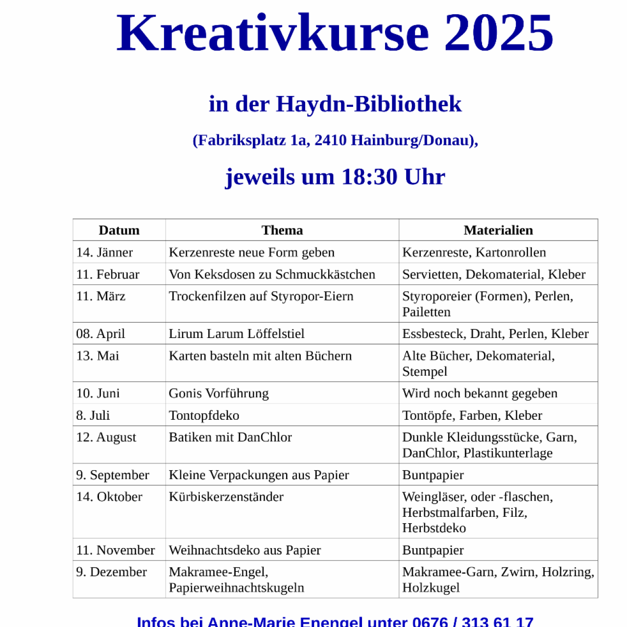 Kreativkurse 2025