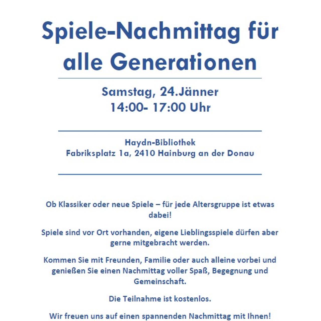 Spielenachmittag für alle Generationen