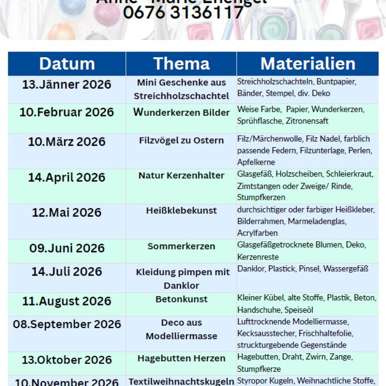 Kreativkurse Gesunde Gemeinde 2026